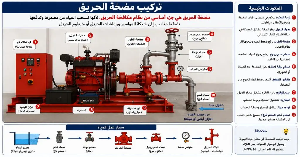 شرح تركيب مضخات الحريق